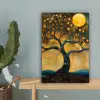 Boom - Maan - Bloemen - Goud - Kunst canvas 2cm klein -sfeer4