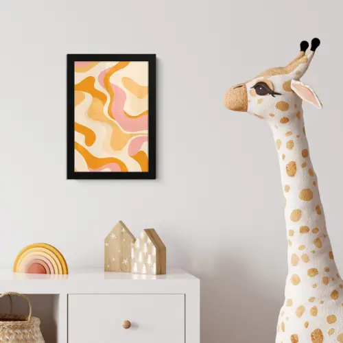 Abstract - Golvend - Oranje fotolijst zwart zonder passe partout klein -usfeer4_kinderkamer