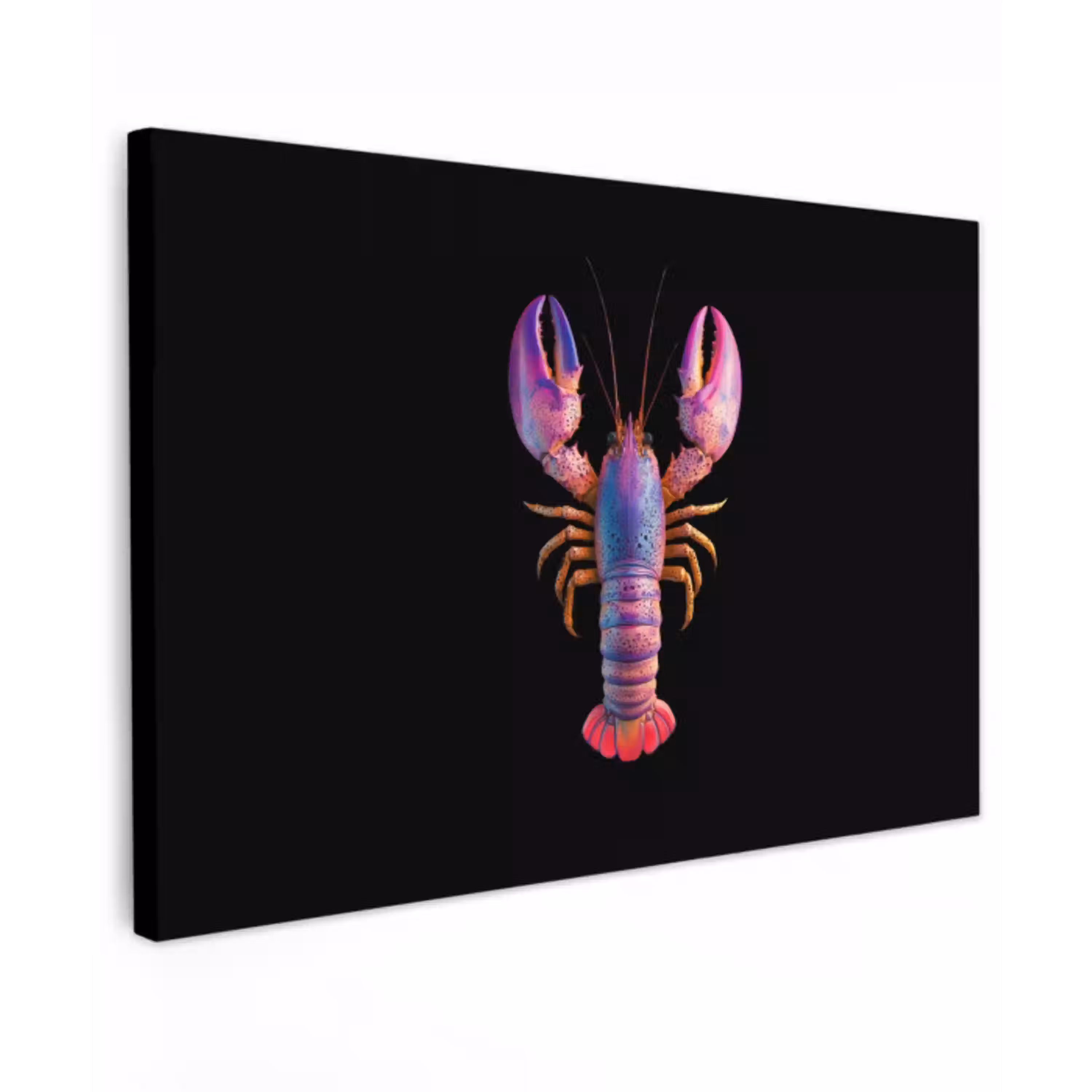 Kreeft - Paars - Roze - Zwart - Stippen - Lila Tuinposter op houten frame 2 cm dik klein -3d