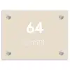 Effen - Beige - Modern Naambord Rechthoek middel -3d