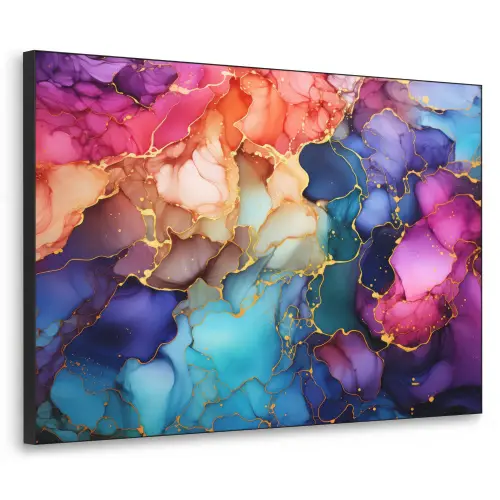 Marmer - Kleurrijk - Kleuren - Abstract Textielframe zwart klein -3d