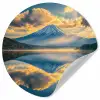 Berg - Rivier - Zonsondergang Wandcirkel behangsticker klein -3d