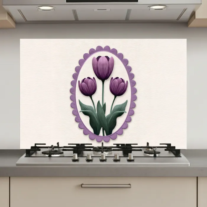 Tulpen - Paars - Lijst - Bladeren keuken achterwand spatscherm klein -3d_website