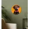 Hond - Oranje - Roos - Valentijn Wandcirkel plexiglas klein -sfeer3