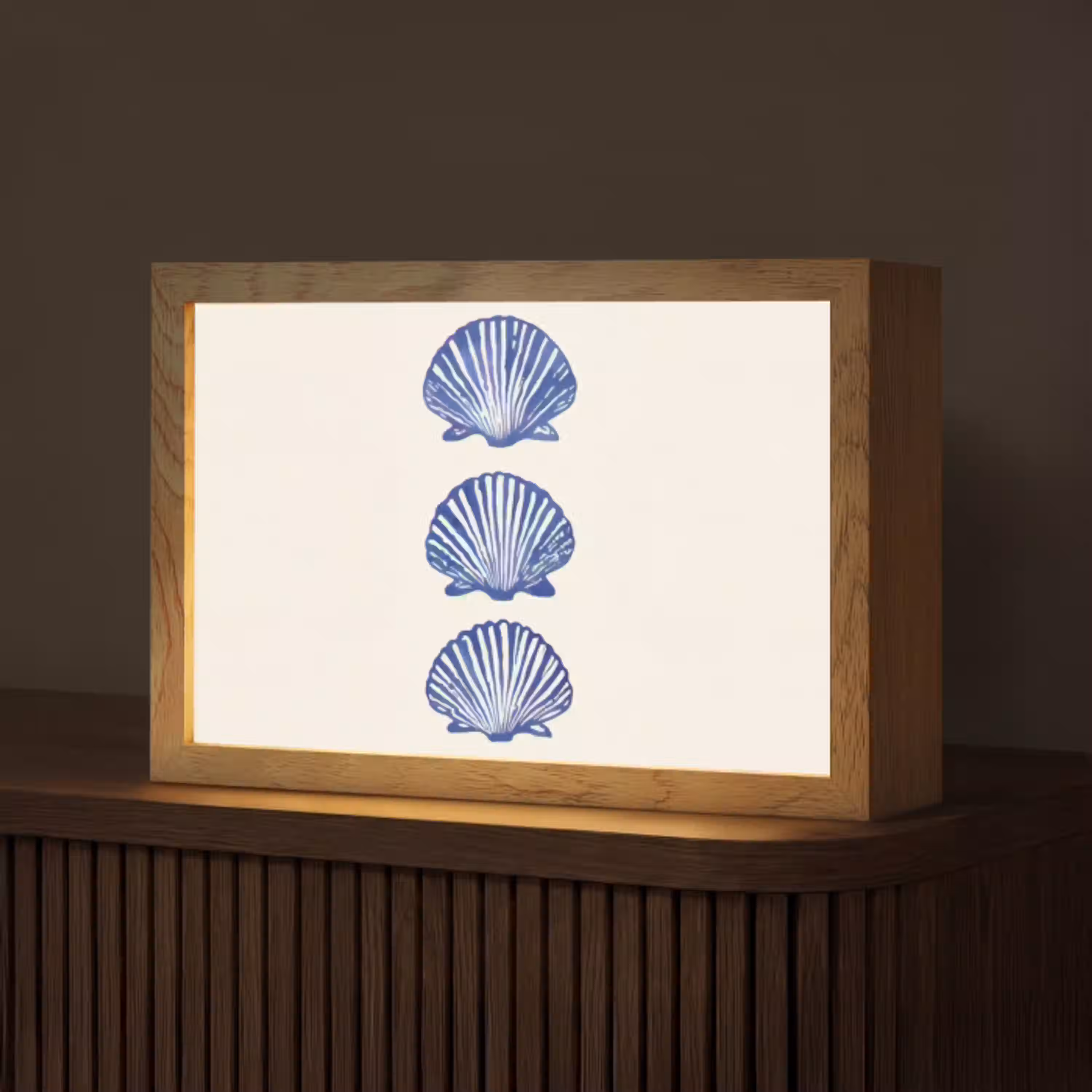 Schelpen - Blauw - Patroon Light Box met kabel (Tafellamp) klein -z3d_website