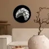 Croissant - Metaal - Zilver Wandcirkel kunststof plaat 5mm dik klein -sfeer1