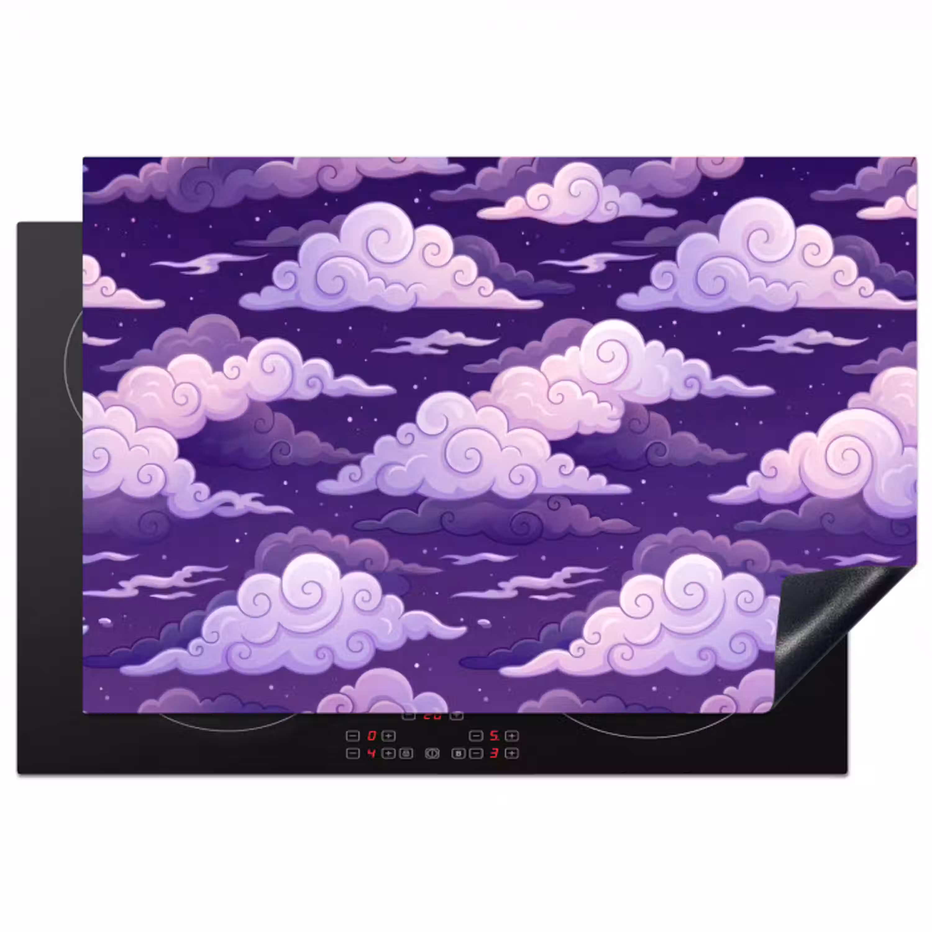 Wolken - Nacht - Natuur - Abstract - Paars Inductie beschermer vinyl 3mm klein -3d
