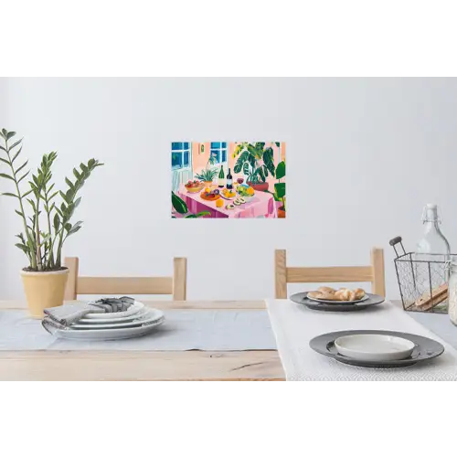 Tafel - Wijn - Fruit Muursticker klein -eettafel