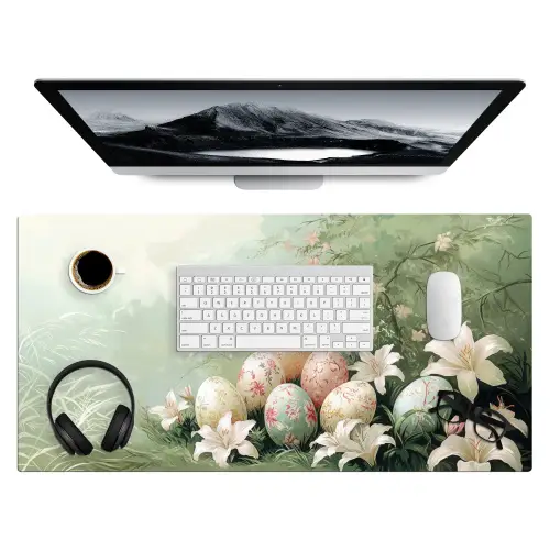 Paaseieren - Pasteltinten - Bloemen Muismat XXL klein -3d