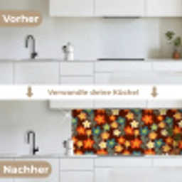 Retro - Patronen - Bloemen - Jaren 70 keuken achterwand 2 middel 871 -voor-na_DE