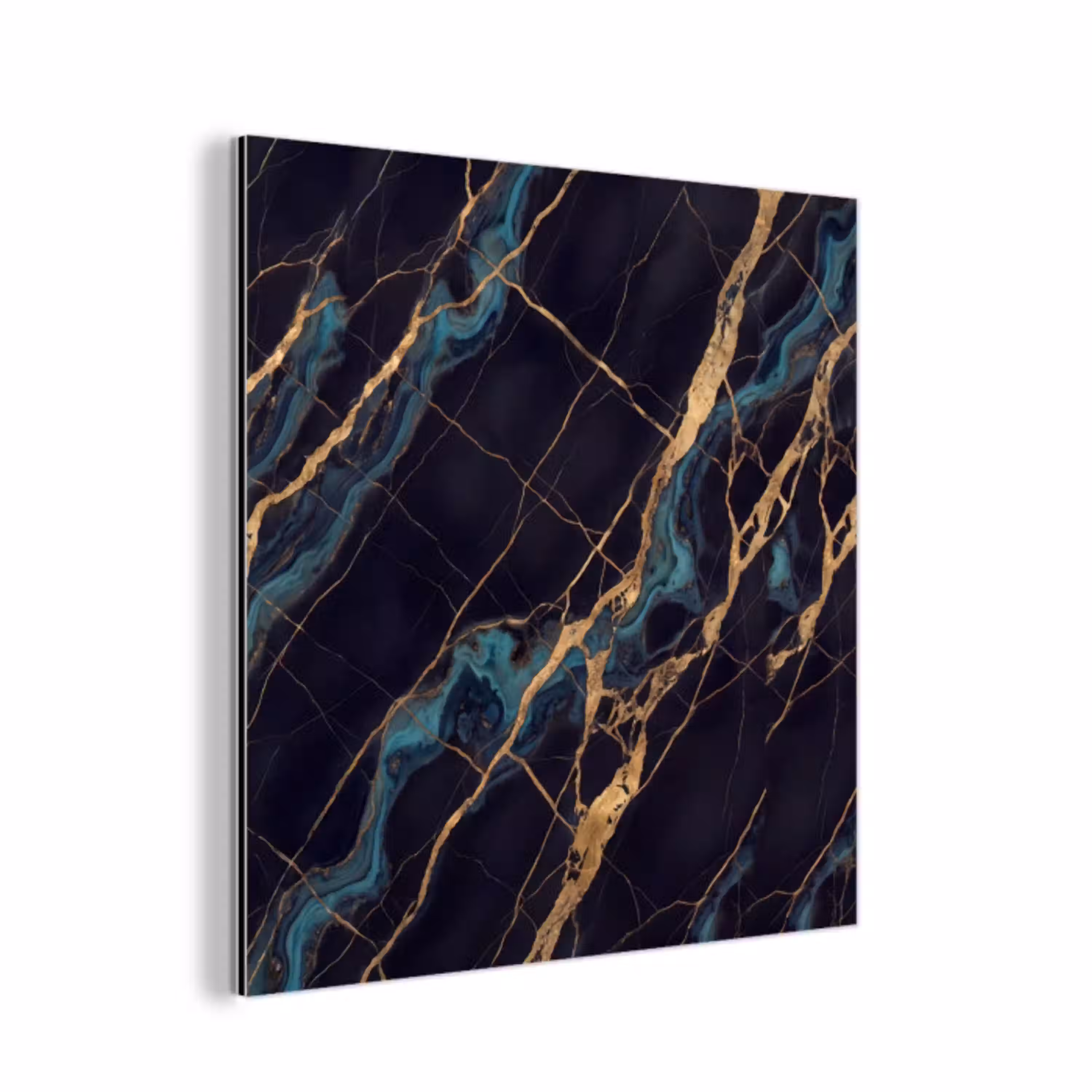 Abstract - Gouden lijnen - Kunst - Modern - Zwart aluminium wit klein -3d