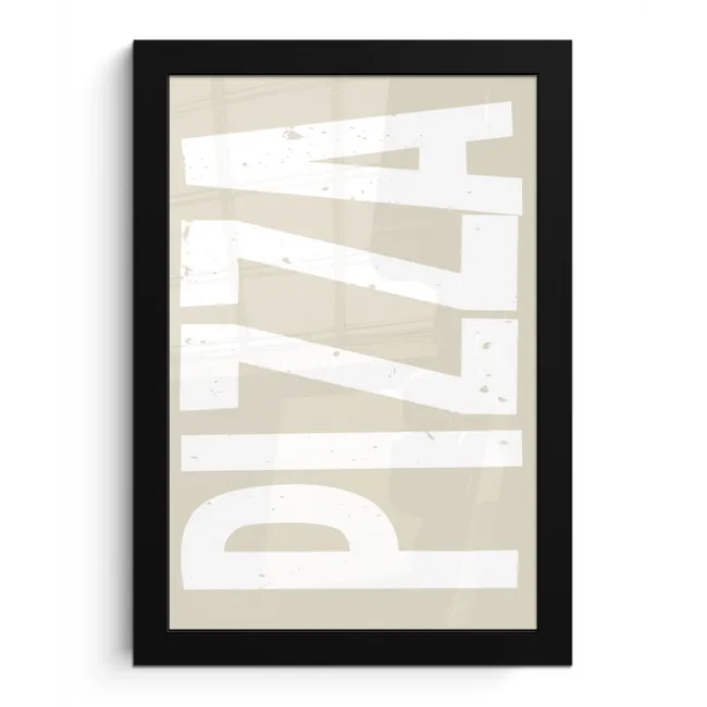 Pizza - Decoratie - Japandi - Wit fotolijst zwart zonder passe partout klein -3d
