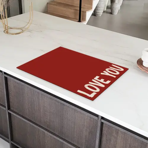 Schuin - Loveyou - Rood Inductie beschermer vinyl 3mm klein -sfeer8
