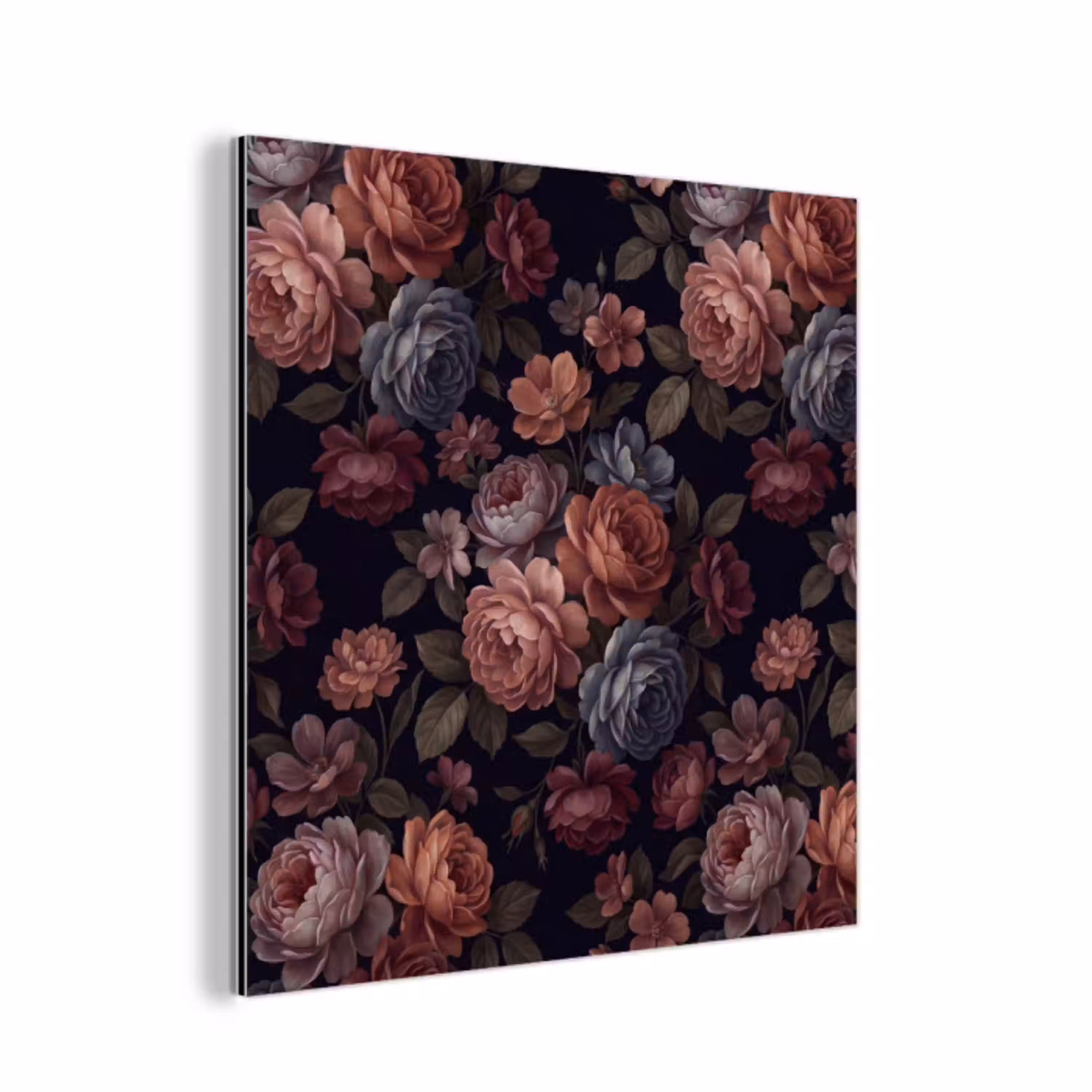 Bloemen - Patroon - Vintage - Donker - Roze aluminium wit klein -3d