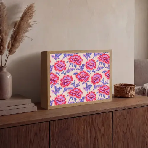 Bloemen - Patroon - Meerkleurig Light Box met batterij (Wandlamp) middel 907 -sfeer2