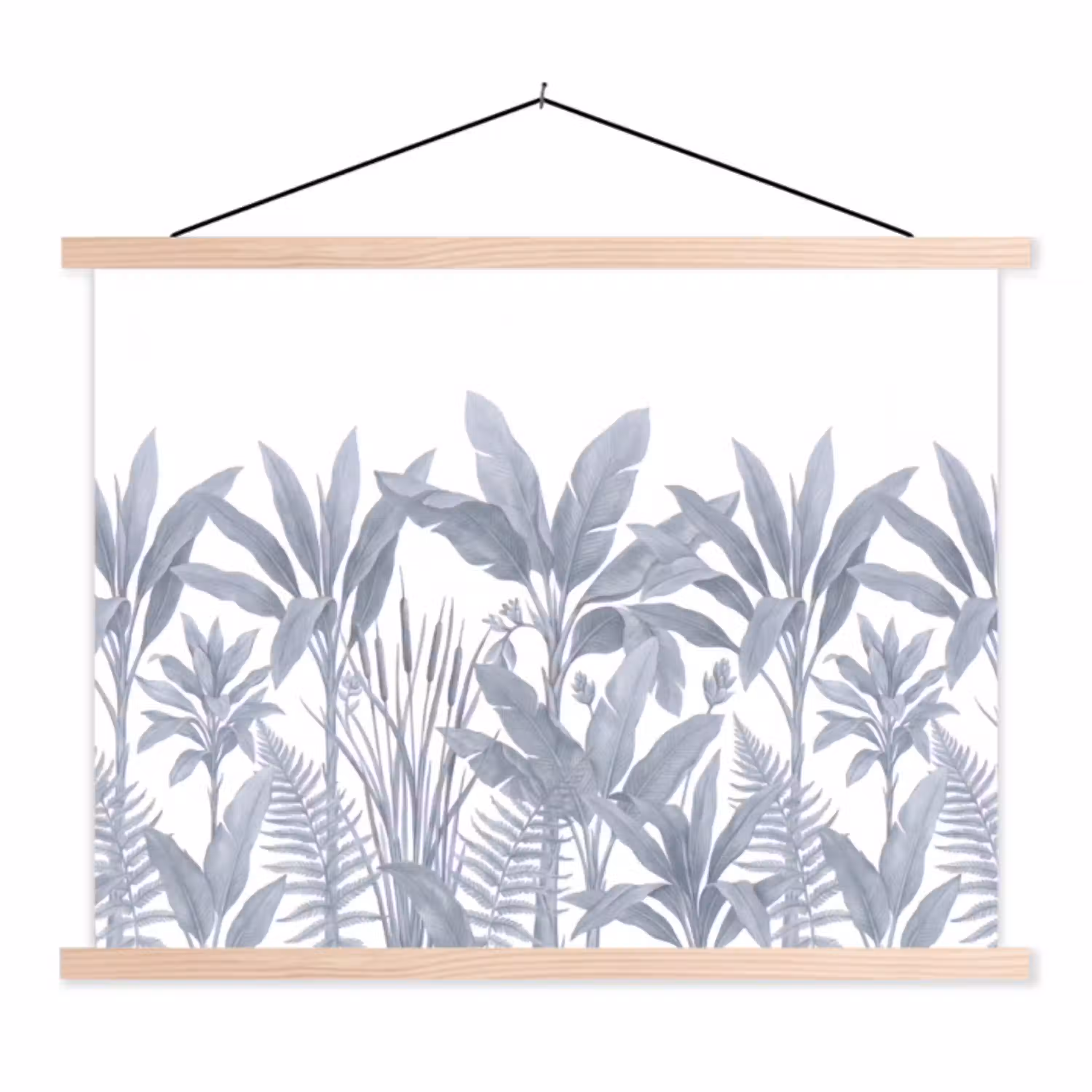 Planten - Bladeren - Natuur - Grijs textielposter latten blank klein -3d