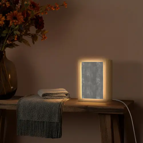 Donkergrijs - Ruw - Beton Light Box met kabel (Tafellamp) klein 925 -sfeer4