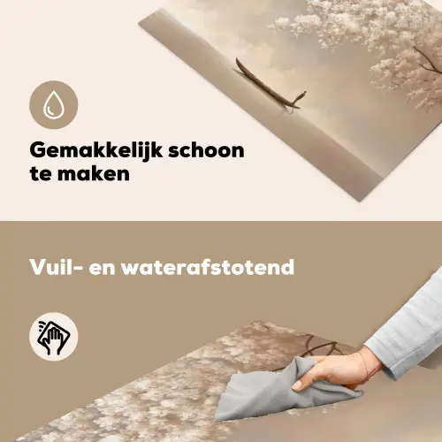 Bloesems - Wit - Boot - Minimalistisch Inductie beschemer met haakjes klein -ky-schoon-nl