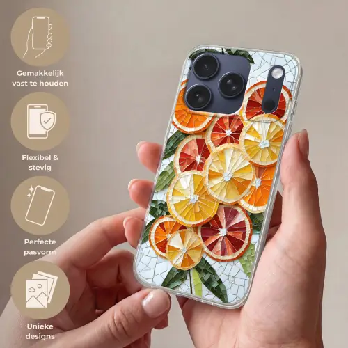 Schijfjes - Fruit - Oranje - Mozaïek Telefoonhoesje iPhone 17 Pro klein -sfeer3_NL