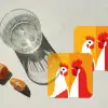 Kippen - Oranje - Vlakken onderzetter kurk middel -sfeer4