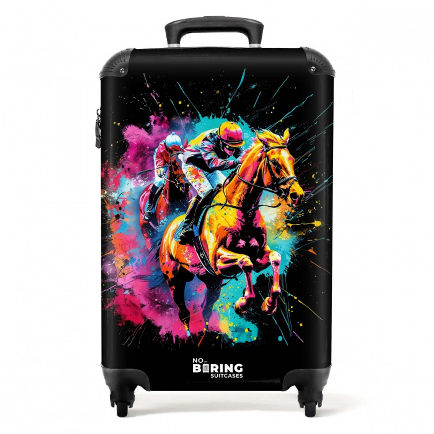 Paardrijden met felle kleuren NBS - Handbagage koffer - Unisex middel -productfoto_recht