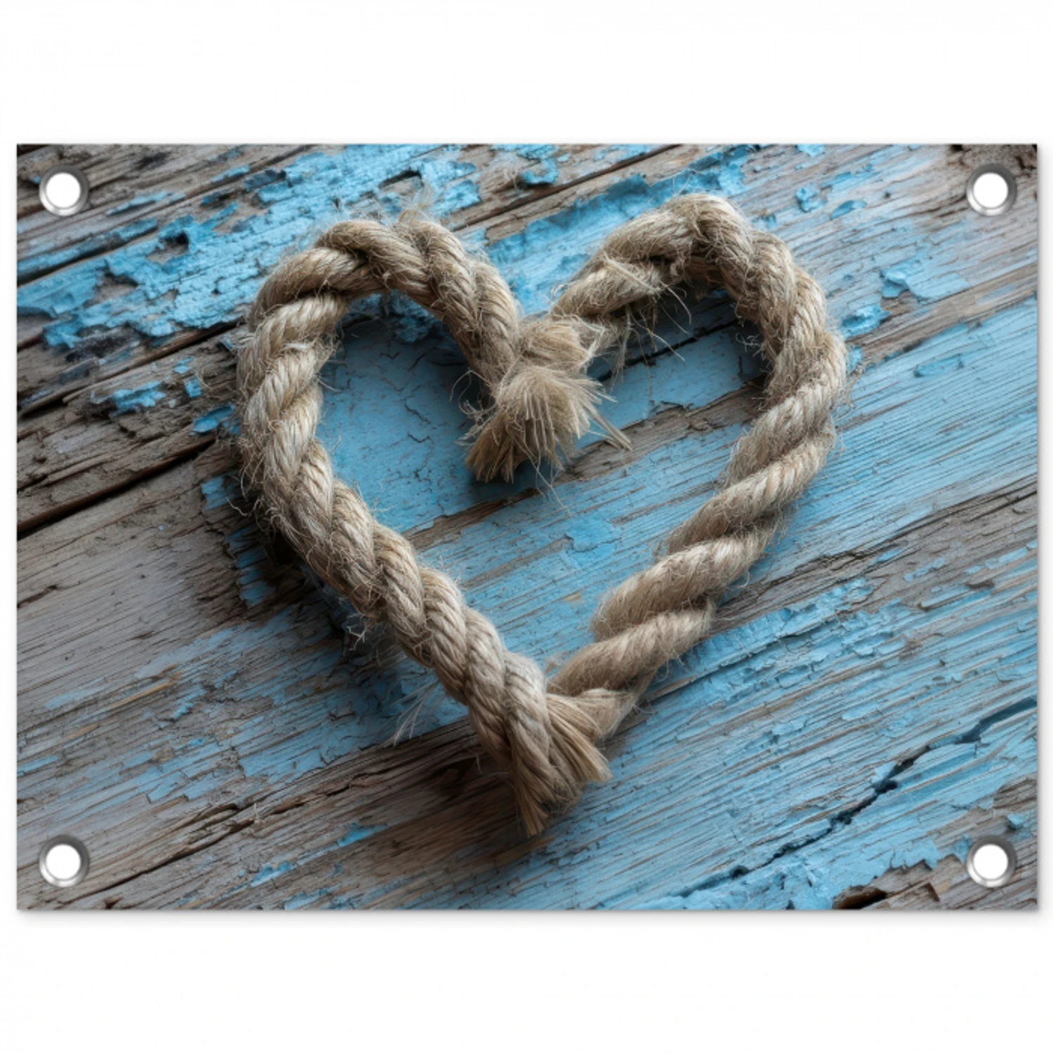 Hart - Touw - Hout - Rustiek tuinposter los doek klein -3d