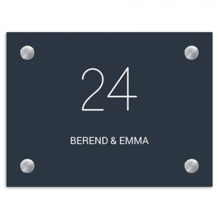 Effen blauw - Klassiek Naambord Rechthoek middel -3d
