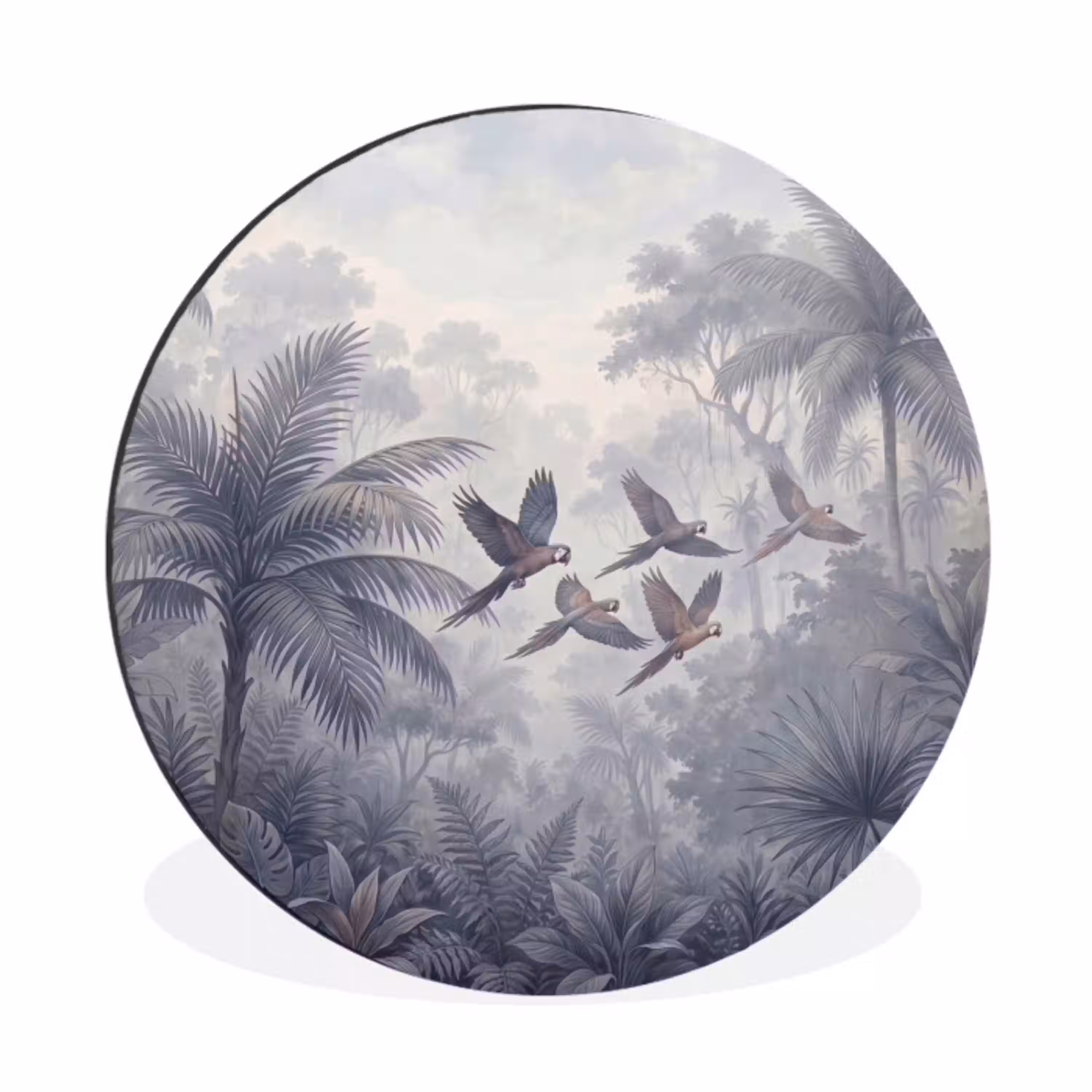 Vogel - Vliegend - Jungle - Vintage - Dieren Wandcirkel aluminium klein -3d