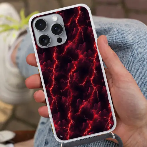 Rood - Onweer - Bliksem - Wolken Hoesje iPhone 16 Pro Max met koord klein 804 -sfeer3