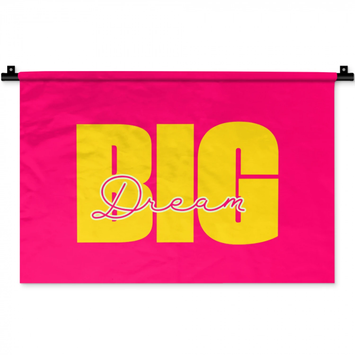 Dream big - Roze - Geel - Minimalistisch Wandkleed katoen klein -zz3d