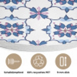 Modern - Patroon - Blauw - Roze Akoestische PET Vilt - Rond klein 838 -closeup_DE