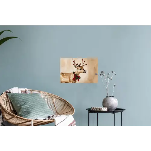 Gewei - Kerst - Rendier - Rood Muursticker klein -plant