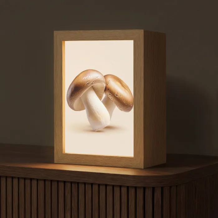 Champignons - Zacht - Beige Light Box met kabel (Tafellamp) klein -z3d_website