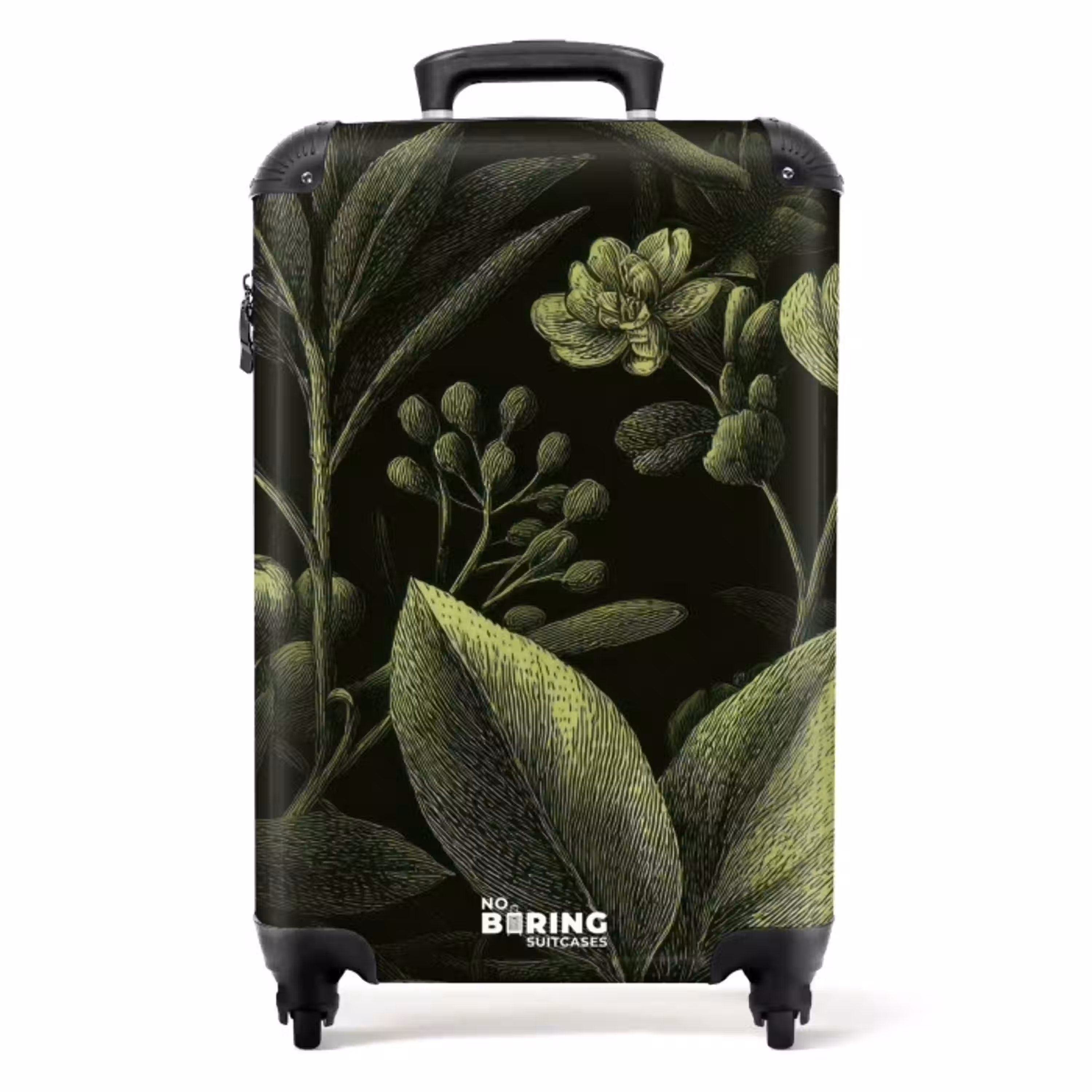 Klassiek - Donker - Botanisch - Planten NBS - Handbagage koffer - Volwassenen Unisex middel -productfoto_recht