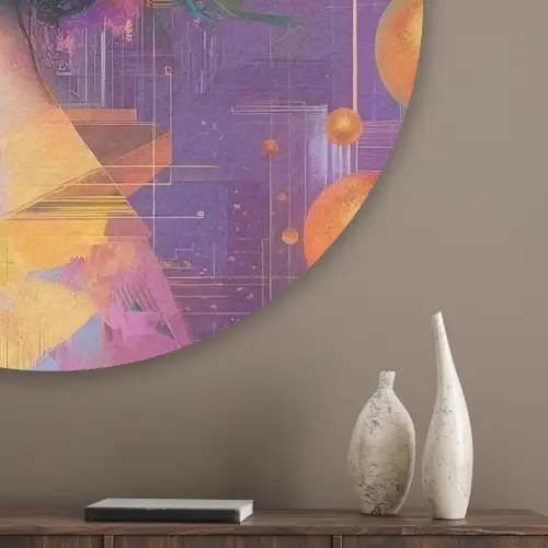 Abstract - Vrouw - Bloemenkroon - Goud Akoestische PET Vilt - Rond klein -sfeer5_closeup