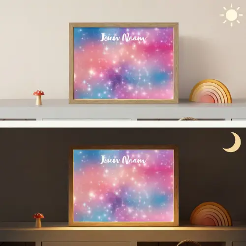 Sterren - Abstract - Kleuren Light Box met batterij (Wandlamp kind) middel -sfeer3_kind