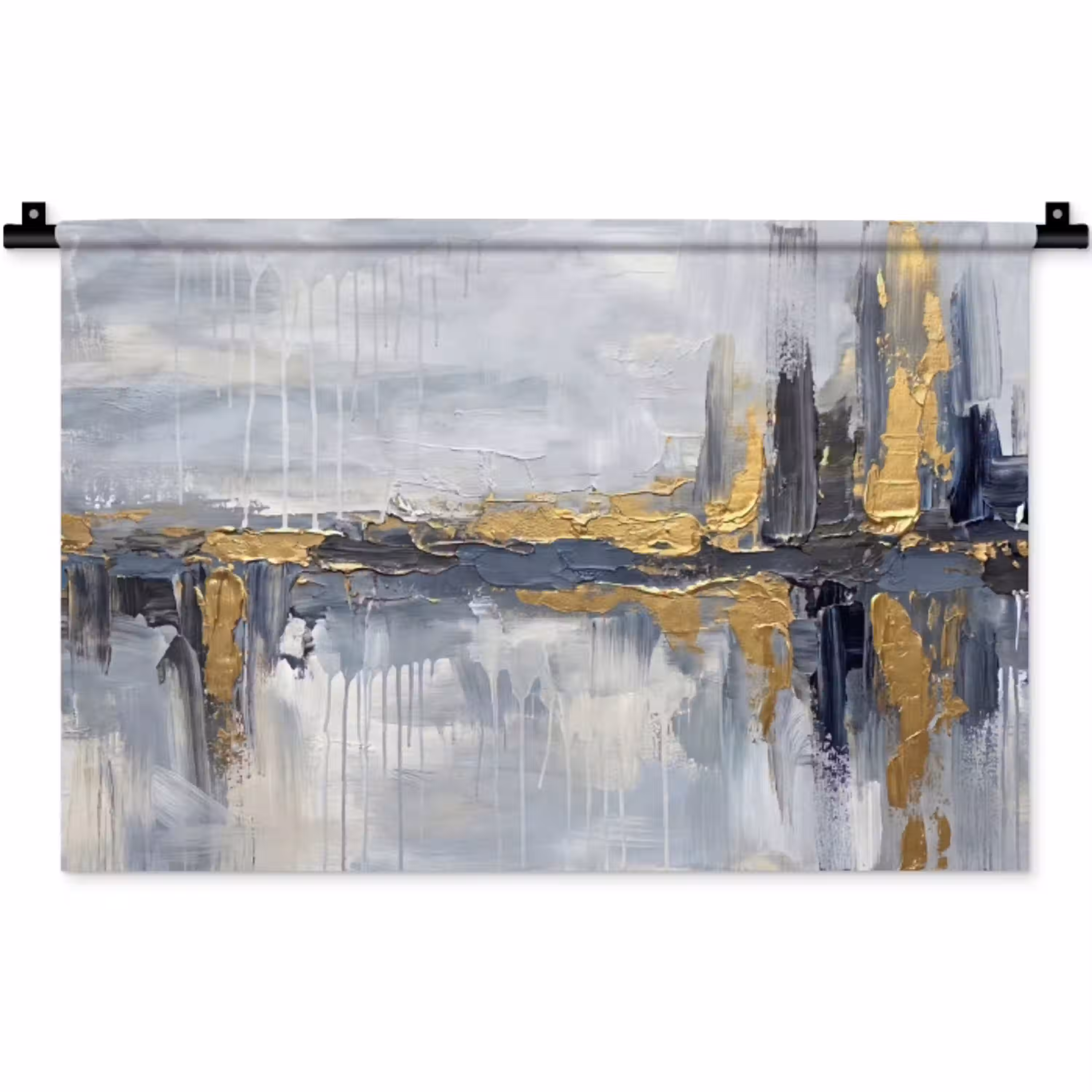 Abstract - Structuur - Goud - Grijs - Modern Wandkleed katoen klein -zz3d