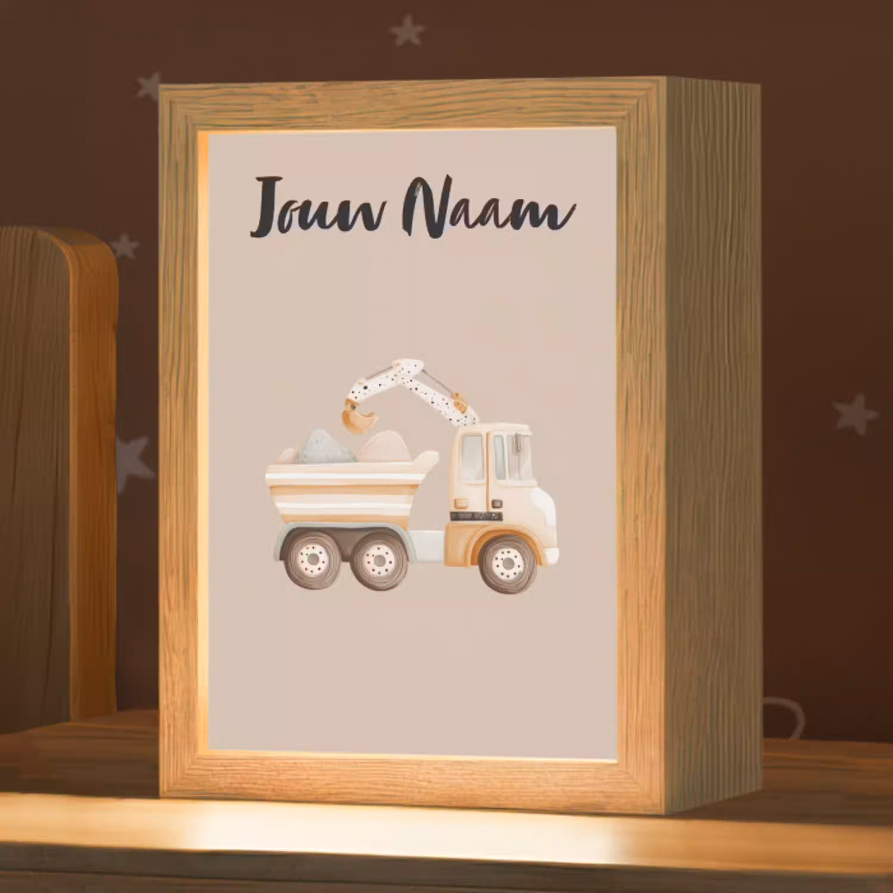 Kiepwagen - Auto - Beige - Stenen Light Box met kabel (Kinderlampje) klein -zzz_3d_website