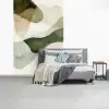Japandi - Abstract - Groen fotobehang vinyl groot -slaapkamer