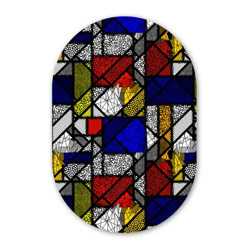 Mondriaan - Glas in lood - Oude Meesters - Kunstwerk - Abstract - Schilderij Wandcirkel Ovaal Forex klein -3d