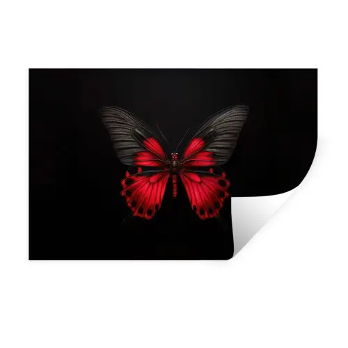 Vlinder - Rood - Contrast Muursticker klein -3d
