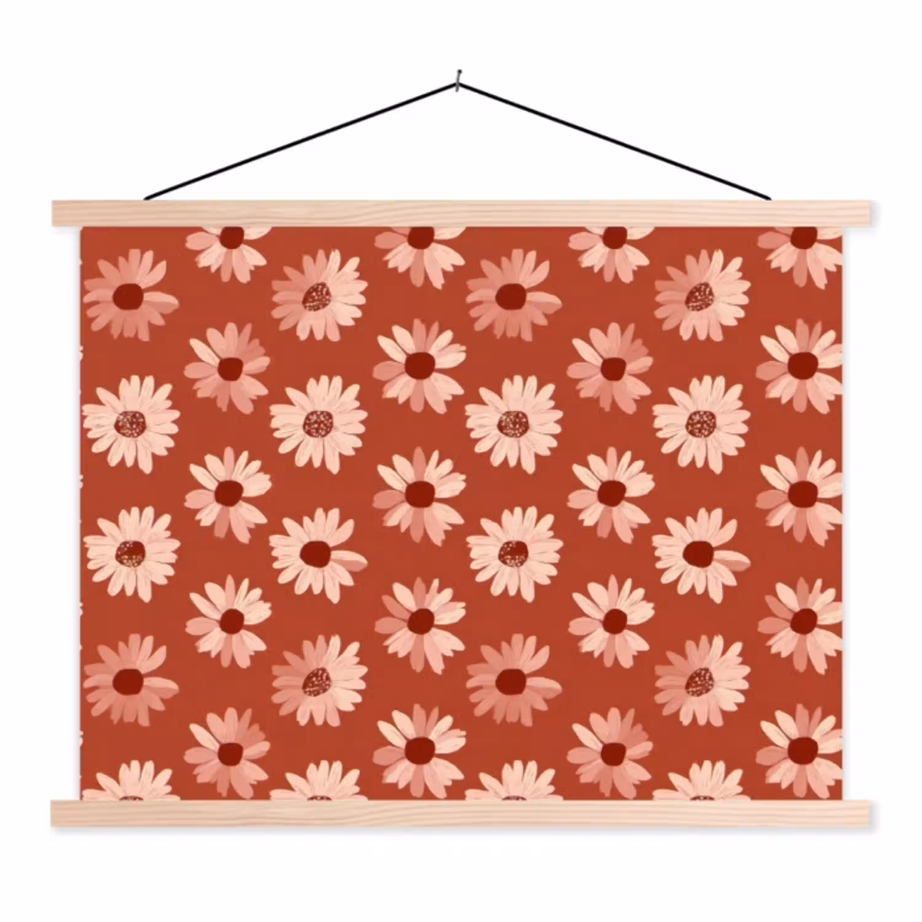 Madelief - Retro - Terracotta textielposter latten blank klein 122 -3d