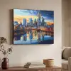 Zonsondergang Frankfurt - Stad - Skyline - Water Textielframe zwart klein -sfeer3
