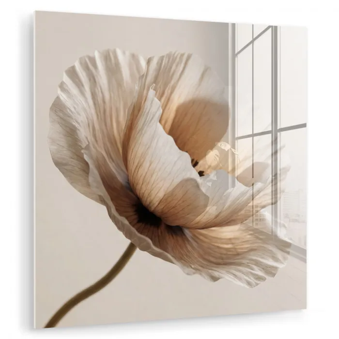 Bloem - Beige - Crème plexiglas 5mm klein -zzzproduct_nieuw
