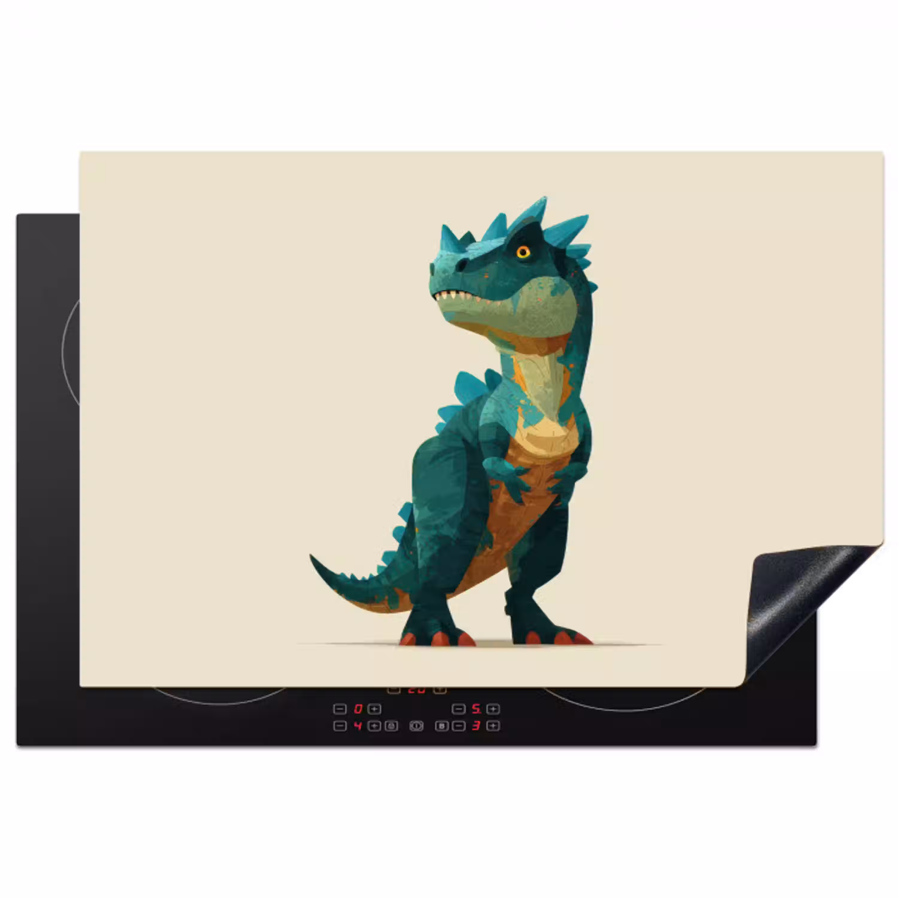 Stekels - Dino - Blauw - Gespierd Inductie beschermer vinyl 3mm klein -3d