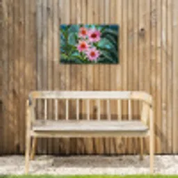 Bloemen - Roze - Glasmozaïek Tuinposter op houten frame 2 cm dik klein -sfeer4
