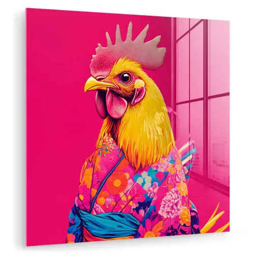 Haan - Kleurrijk - Kimono - Roze plexiglas 5mm klein -zzzproduct_nieuw