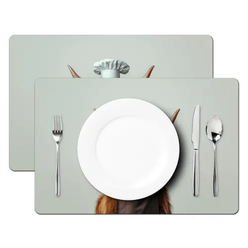 Schotse Hooglander - Bruin - Hoorns - Kokskleding Placemat vinyl groot -zzsfeer2_Kitchenyeah-website