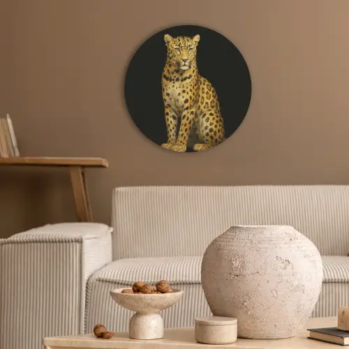 Panter - Realistisch - Bruin Akoestische PET Vilt - Rond klein -sfeer1