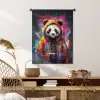 Panda met oranje jas en verfspetters Wandkleed katoen klein -sfeer5